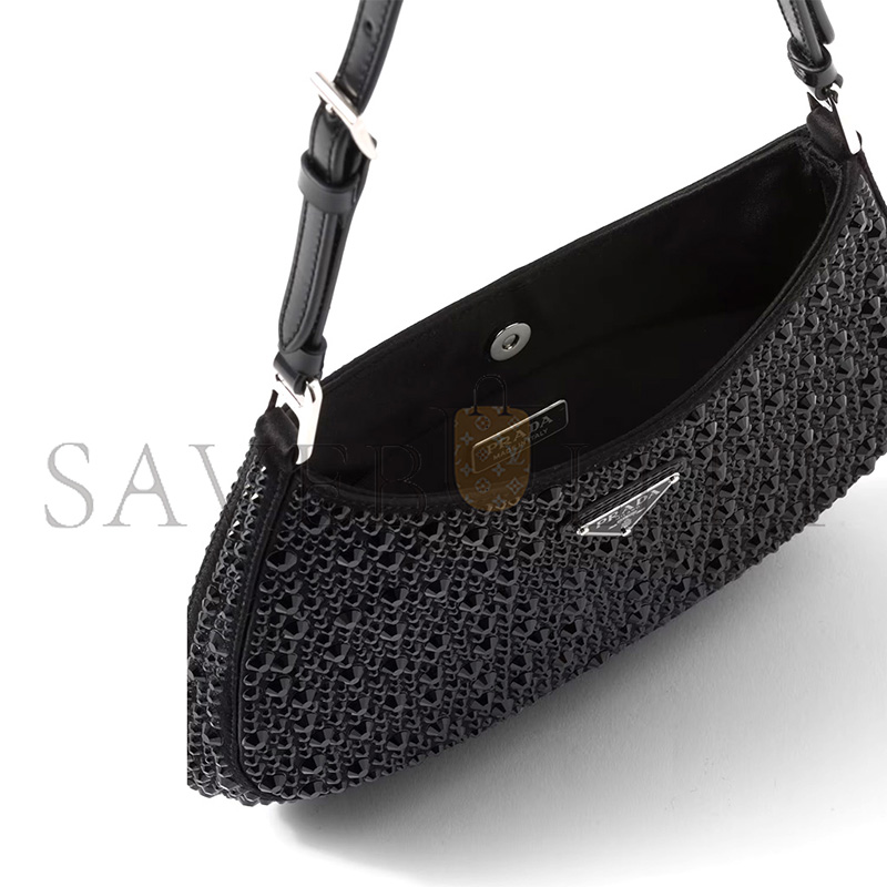 Pra*a cleo satin bag with crystals 1bc169 (22*18.5*4.5cm)